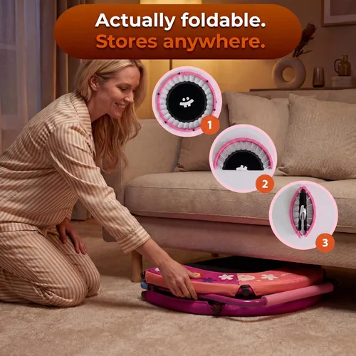 Miniatura 4 de Happin® 36'' Toddler Trampoline Indoor, Foldable Mini Trampoline for Kids Ages 2-6, ASTM Certified, Adjustable Handle, Safety Pad for Indoor &