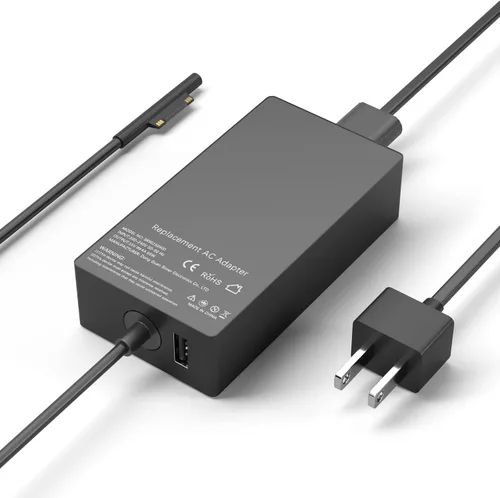 Cargador Surface Pro de 65 W compatible con Microsoft Surface Laptop 2 3, Surface Pro X 11 10 9 8 7 6 5 4 3, Surface Go 2 Go 3, Surface Book 1 2