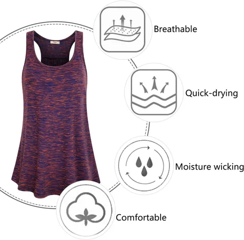 Miniatura 61 de Cestyle - Camiseta sin mangas para mujer, cuello redondo, corte holgado, para entrenamiento