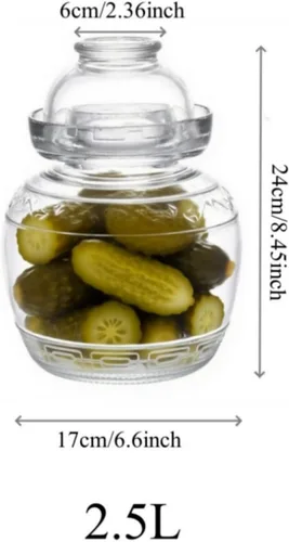 Miniatura 7 de Tarro de fermentación de vidrio, tarro de pepinillo de 2.5 L con tapa de sello de agua, kit de fermentación kit de fermentación para encurtidos