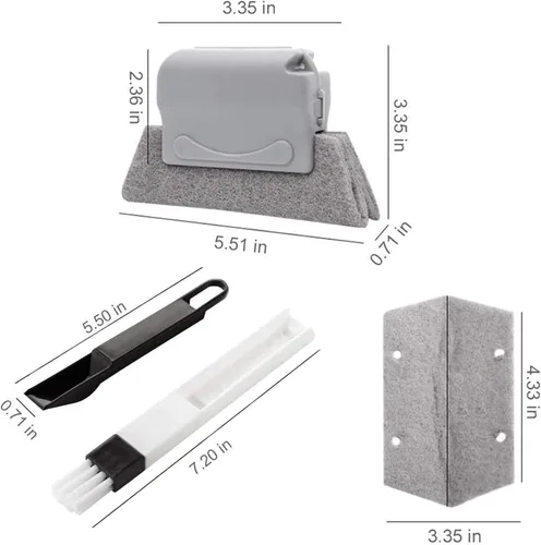 Miniatura 2 de Juego de herramientas mágicas de limpieza de rieles de ventana, 3 cepillos de limpieza de ranuras + 2 cepillos de limpieza de ranura para ventana