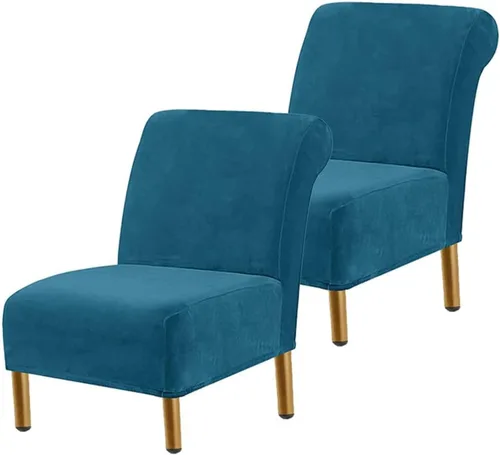 Miniatura 24 de Funda para silla decorativa sin brazos, de terciopelo elástico, extraíble, lavable, protector moderno de muebles con parte inferior elástica
