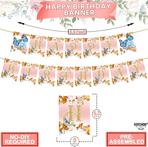 Miniatura 4 de KatchOn, Cartel grande de mariposa de feliz cumpleaños – NO DIY Cartel de mariposa de feliz cumpleaños Cartel de feliz cumpleaños de hadas