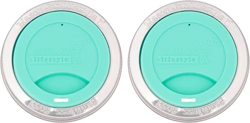 Miniatura 20 de Tapa de silicona para beber con banda de acero inoxidable para tarros Mason (Americana multicolor, boca regular)