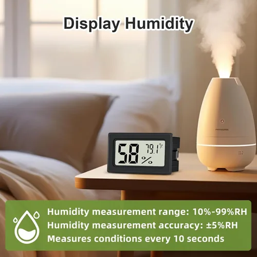 Miniatura 4 de Paquete de 6 medidores de humedad pequeños y digitales para interiores, higrómetro, termómetro, pantalla LCD Fahrenheit (℉) para invernadero, tanque