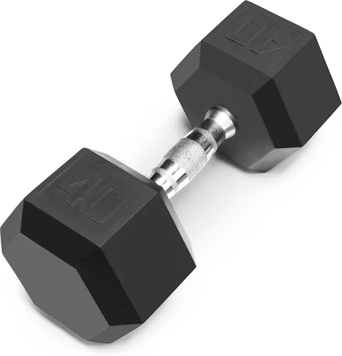 Miniatura 15 de Marcy - Mancuerna hexagonal de goma clásica con agarre estriado para entrenamiento de fuerza y culturismo, 5 libras - 50 libras, mancuerna