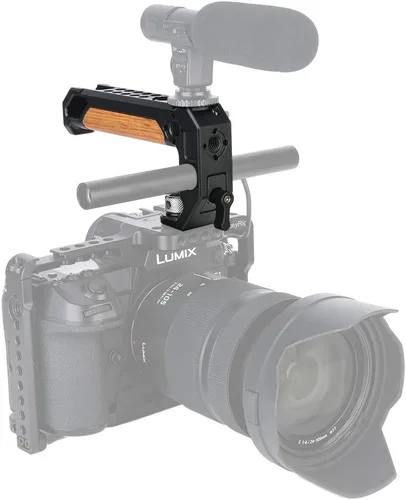 Miniatura 3 de NICEYRIG Mango superior para rosca ARRI 3/8 '' con abrazadera de varilla de 0.591 in, agarre de madera para cámara DSLR para jaula Rig - 348