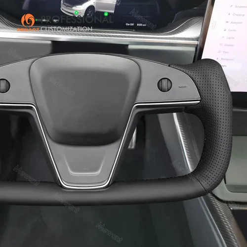 Miniatura 4 de MEWANT Funda para volante de automóvil de piel sintética cosida a mano para Tesla Yoke Model S Plaid 2021-2023/Model X 2021-2023, accesorios
