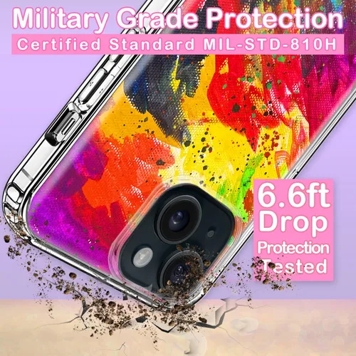 Miniatura 3 de Funda transparente antiamarillamiento para iPhone 15, 6.1 pulgadas, protección contra caídas de grado militar de 6.6 pies, delgada a prueba