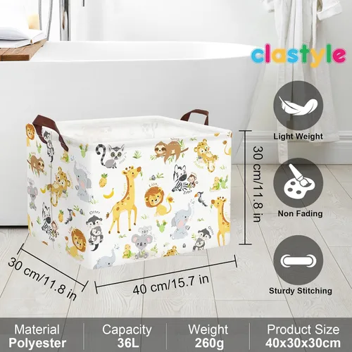 Miniatura 6 de Clastyle Cesta rectangular de almacenamiento para bebé, grande, plegable, para juguetes, cuarto del bebé, aula, libros, estantería, toalla de ducha
