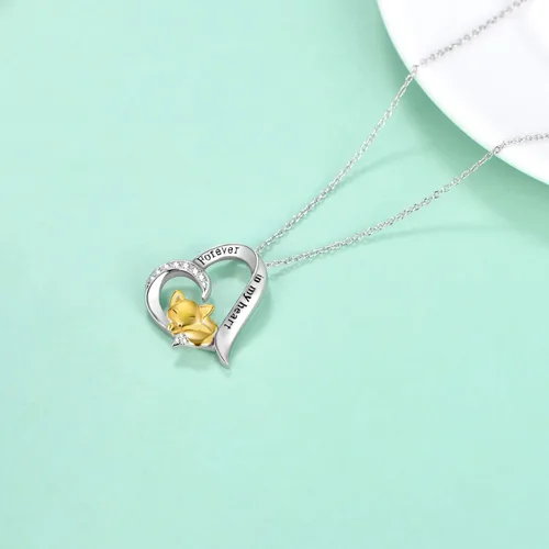 Miniatura 4 de LONAGO Collar de zorro con colgante de corazón de zorro, regalo para mujer