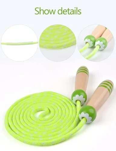Miniatura 5 de Cuerda de Saltar para Niños, Lorvain Cuerda de Saltar Ajustable, Cuerdas de Saltar para Niños con Mango de Madera para Niñas y Niños, Cuerdas