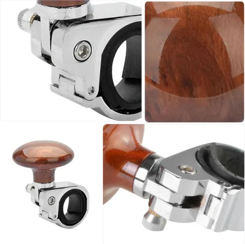 Miniatura 5 de VORCOOL Perilla giratoria para volante de madera, bola universal de mango de potencia suicida para automóviles, camiones, semistractores, barcos