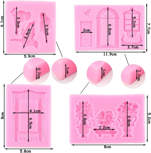 Miniatura 4 de ZiXiang Molde de silicona para puerta y ventana, moldes de fondant, molde de flores, marco de pastel, moldes de silicona para decoración de pasteles