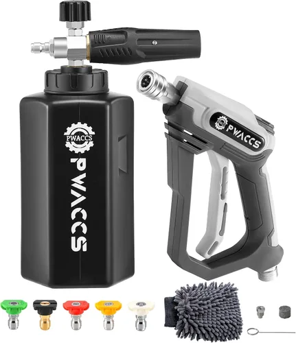 PWACCS Pistola de Espuma para Lavadora a Presión, Pistola de Lavado a Presión Corta, Cañón de Espuma para Kit de Lavado de Autos con Conector Rápido