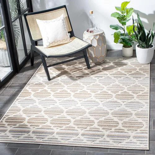 Miniatura 17 de SAFAVIEH Alfombra lavable para exteriores, colección Cabaña, 2'2" x 5', azul y gris, no desprende pelusa y fácil de limpiar, entrada puerta