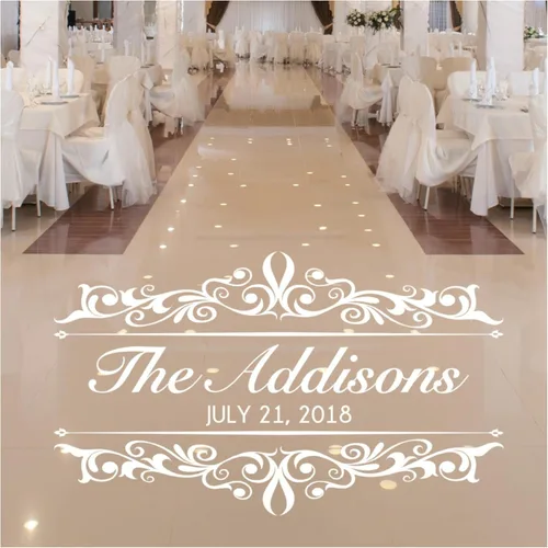 Decoraciones de boda vintage, calcomanía para pista de baile, decoración de pared de damasco personalizada, 30 colores y varios tamaños |