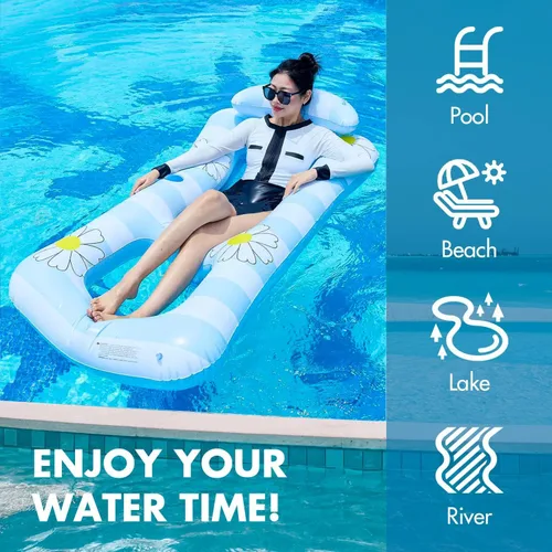 Miniatura 3 de 1 juego de flotadores para tumbonas de piscina para adultos, extra grande, flotadores inflables para piscina, flotadores de agua para piscina, lago