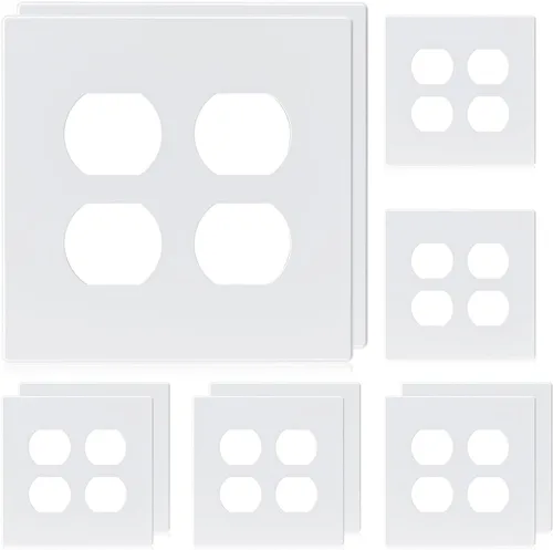 Miniatura 12 de ELEGRP Placas de pared dúplex sin tornillos de 2 segmentos, cubierta frontal termoplástica irrompible de tamaño mediano para toma de corriente Mate