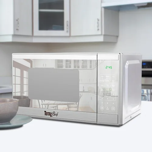 Miniatura 2 de Horno microondas TOTAL Chef de 1.3 pies cúbicos – Electrodoméstico compacto de encimera, pequeño horno microondas de acero inoxidable con pantalla