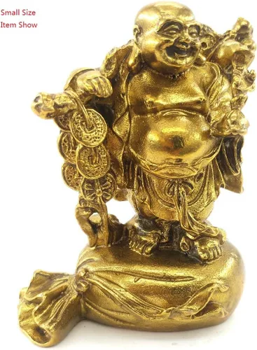Miniatura 3 de Fengshui - Estatuas de Buda para la suerte y la felicidad, figuras de Buda riendo, esculturas de transporte, bolsa de dinero, estatua del Dios