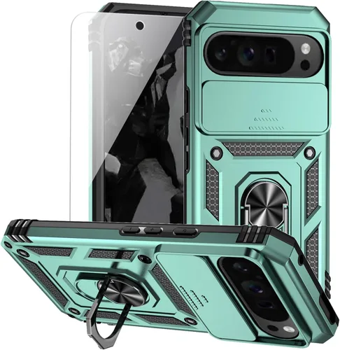 Miniatura 14 de Funda para Google Pixel 9 Pro XL con cubierta para lente de cámara, protector de pantalla HD, doble capa de grado militar a prueba de caídas