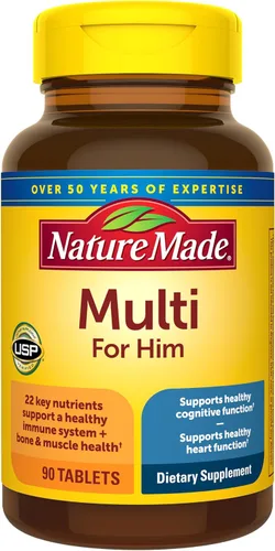 Miniatura 8 de Nature Made Multivitamínico para él, multivitaminas para hombre sin planchado, apoyo nutricional diario, vitaminas y minerales Nature Made Multi