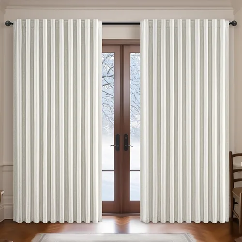 Miniatura 54 de Cortinas opacas extraanchas, 2 paneles para puertas corredizas de vidrio, moderna mezcla de lino plisado pesado, piso a techo, ventanas grandes, 70