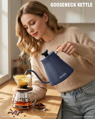 Miniatura 6 de Estufa de cuello de cisne con termómetro para base duradera de 3 capas, hervidor de té de acero inoxidable para verter sobre hervidor de agua
