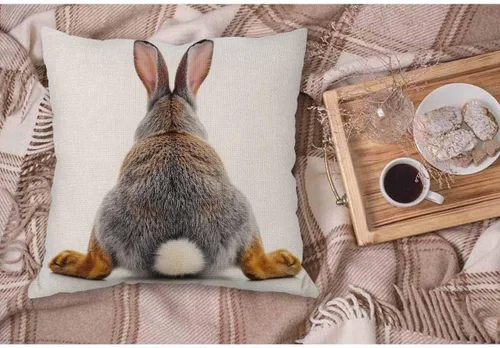 Miniatura 3 de WONDERTIFY Funda de almohada para sofá con diseño de conejo gris aislado en fondo blanco - Funda de almohada de lino suave para decoración
