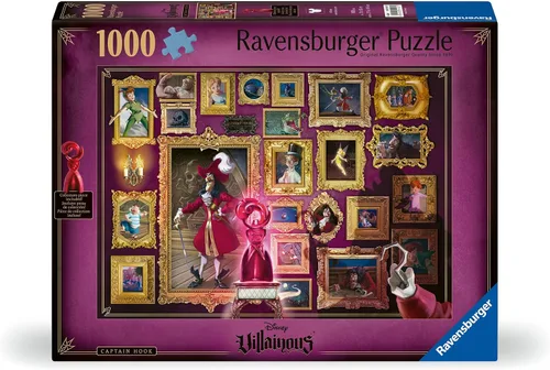 Ravensburger Disney Villainous: Captain Hook and Figurine - Rompecabezas de 1000 piezas para adultos - 12001107 - Herramientas hechas a mano,
