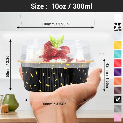 Miniatura 2 de EUSOAR - Moldes para pastel con tapas, 50 unidades de 300 ml/10 oz, moldes cuadrados desechables para cupcakes, recipientes de papel de aluminio