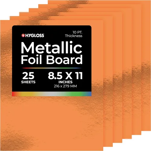 Miniatura 5 de Hygloss Hojas de cartulina metálica, 100 hojas de oro mate, 8.5 x 11 pulgadas, resistentes, 10 puntos, papel de cartón metálico para manualidades