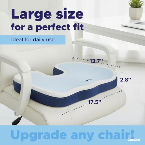 Miniatura 3 de COOL GEL Cojín de asiento de espuma viscoelástica, espuma viscoelástica de enfriamiento de gel, cojín para silla de oficina para alivio del coxis