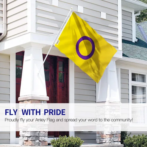 Miniatura 2 de Anley Fly Breeze - Bandera intersexual de 3 x 5 pies, cabecera de lona y ojales de latón, bandera del orgullo intersexual, bandera con ojales