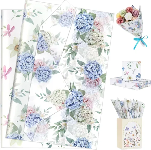 Miniatura 17 de Larcenciel Papel de seda negro, papel de seda floral vintage para bolsas de regalo, cajas, envoltura, manualidades, suministros de embalaje de arte