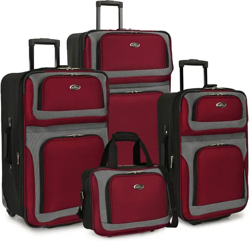 Juego de equipaje de viaje extensible y ligero New Yorker de U.S. Traveler, Rojo profundo), US6300R1