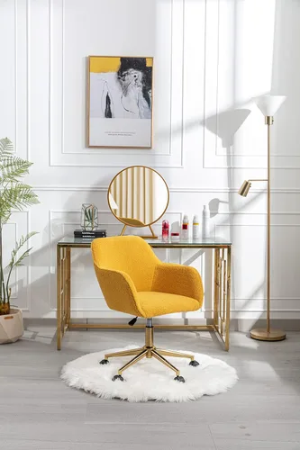 Miniatura 9 de Silla moderna de peluche para oficina en casa, silla giratoria ajustable para sala de estar, bonito escritorio para adolescentes, decoración