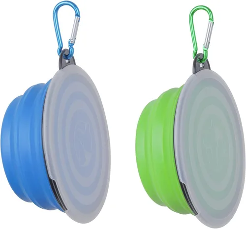 Miniatura 7 de Tazón plegable para perro, paquete de 2 cuencos de viaje portátiles y plegables para mascotas, platos plegables para perros y gatos y animales