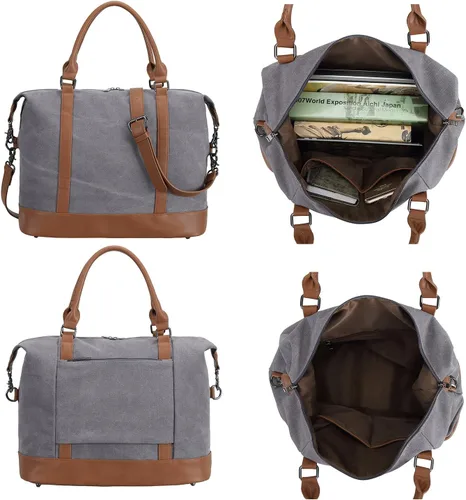Miniatura 10 de BLUBOON Bolsas de viaje con cremallera, bolsa de lona para mujer, bolsa de fin de semana para mujer, bolsa de lona para llevar en la bolsa de lona