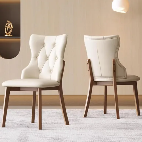 Miniatura 3 de Juego de sillas de comedor, sillas rústicas de cocina, silla de comedor tapizada con cojín grueso, silla de sala de estar con marco de madera beige