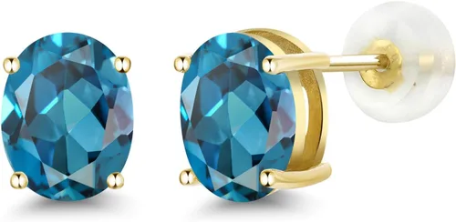 Miniatura 177 de Gem Stone King Aretes de oro de 14 quilates con piedra natal ovalada de 0.315 x 0.236 in Aretes de oro para mujer