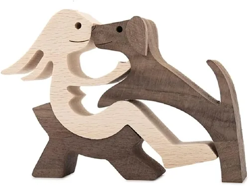 Miniatura 14 de Regalo único tallada a mano estatua de hombre y perro, estatua de madera humana de perro, escultura de madera para decoración de oficina en casa