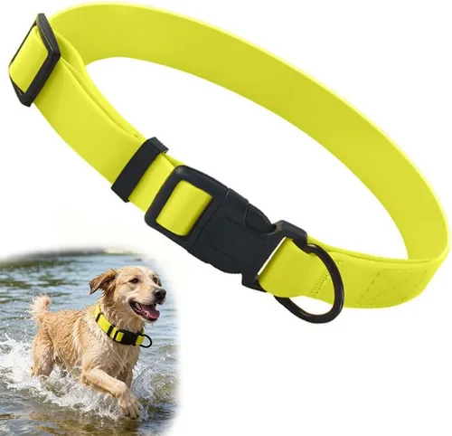 Miniatura 12 de Collar de silicona negra para perros, collares de goma de PVC de plástico impermeable, lavable con hebilla de liberación rápida, collares