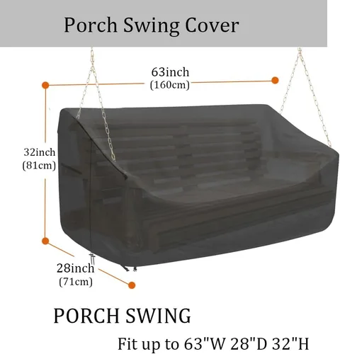 Miniatura 2 de Funda para Columpio de Porche de 63 Pulgadas Resistente a la Intemperie 420D Oxford Funda para Columpio de Exterior Fundas para Asientos - Fundas