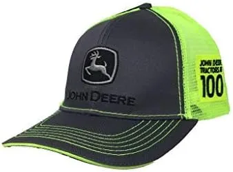 John Deere Gorra con logotipo clásico de 100 años para hombre, color carbón, Carbón, talla única