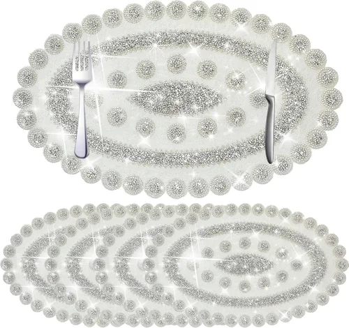 Miniatura 37 de Juego de 1 mantel individual redondo en negro, manteles individuales brillantes resistentes al calor, lavables, para cena, cocina, boda, decorativos