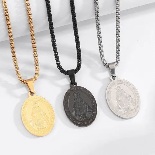Miniatura 4 de Collar de San Miguel, San MiguelVirgen MaríaRafaelJudeCristóbalBenedictoJoséPatrickFranciscoFlorianThomasAnthony, acero inoxidable, 24