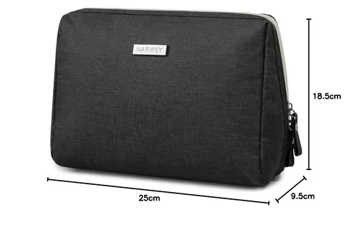 Miniatura 9 de Narwey Bolsa de maquillaje de viaje para cosméticos, bolsa organizadora de artículos de tocador, bolsas de maquillaje con compartimentos para Negro