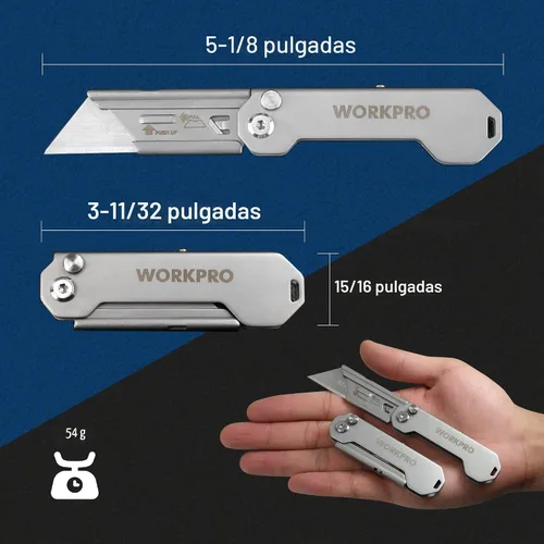 Miniatura 5 de WORKPRO Paquete de 3 cuchillos utilitarios plegables, cuchillas de cambio rápido, juego de cuchillos de bolsillo plegables EDC con clip